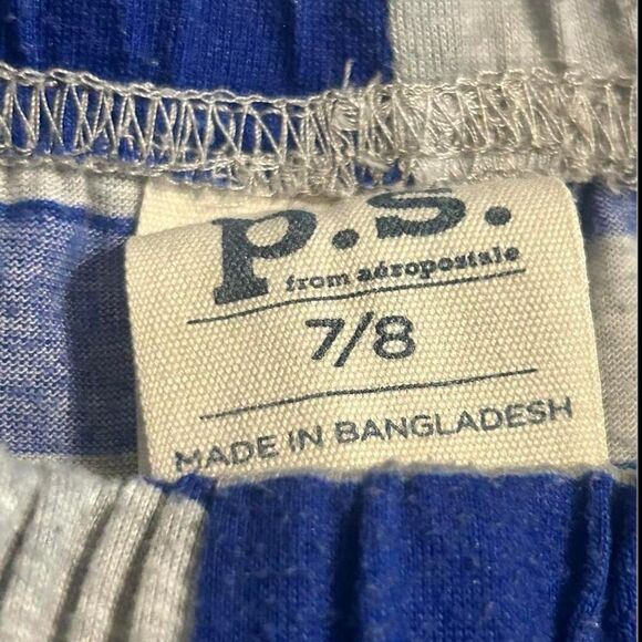 PS‎ from Aeropostale Boys Shorts Size 7/8 Blue Striped Casual Elastic Waist - Picture 2 of 3